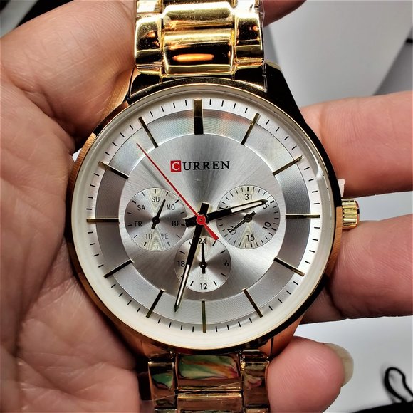 NWT CURREN MENS GOLDTONE WATCH - Picture 2 of 11